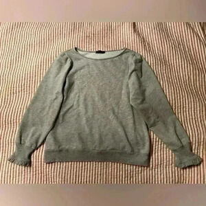 Gibson Boat Neck Puff Sleeve Cotton Blend Sweatshirt Large